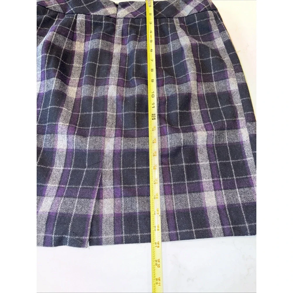 Chadwicks of Boston Women Skirt 12P Purple Plaid Wool Blend Straight Pencil Mini